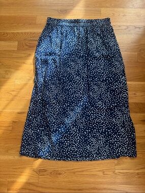 GAP Navy Blue Midi Skirt with White Dot Print